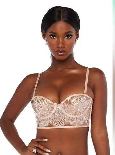 Savage x Fenty Hyper Real Lace and Vinyl Bustier Pink Removable Straps