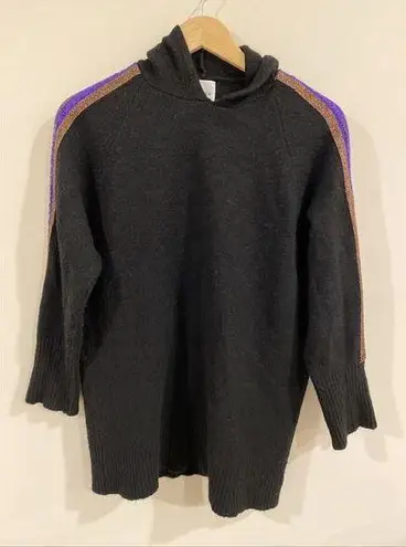 AnnaRita N Knit Couture Black Sweater with Sequin And Metallic On Sleeves Small