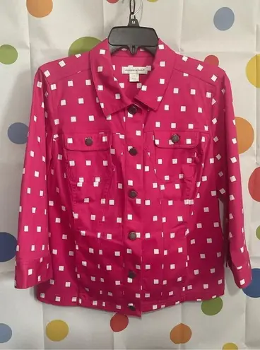 Christopher & Banks NEW  Hot Pink & White Jacket Lightweight Size Medium 🌸🍒