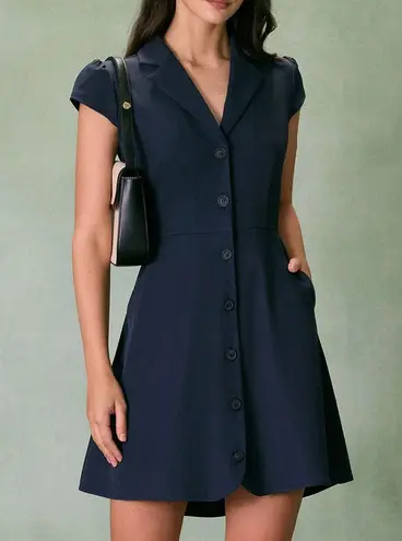 Rihoas Navy Lapel Cap Sleeve Button