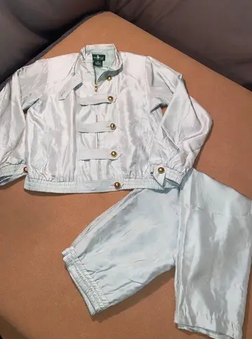 Hunt Club Silk Petite Vintage 80s Women's Satin Tracksuit Jacket Pants