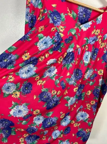 Vintage Plus Size Womens Top MuuMuu Shirt Peasant Hawaiian Pink Floral Boho