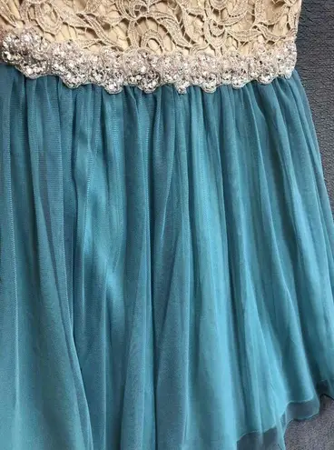 Jodi Kristopher Cream Lace Bodice Flared Cocktail/ Prom Dress Size 7