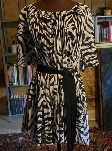 Black and White Zebra Print Trapeze Dress