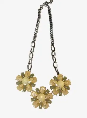 Sunflower Sunburst Three Large Clusters Chain Statement Necklace Yellow Gold Ton