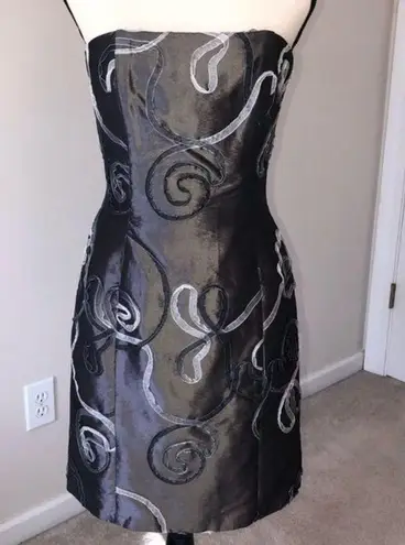 Jessica McClintock Vintage 90’s Pewter Strapless Dress Small or Extra Small