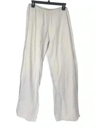 Stark X Women’s Large Cotton Gauze White Pants Side Slit Lightweight Coastal
