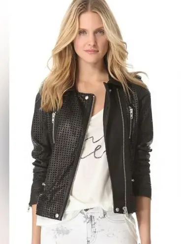 IRO caelie black lamb leather biker jacket size 6 US women