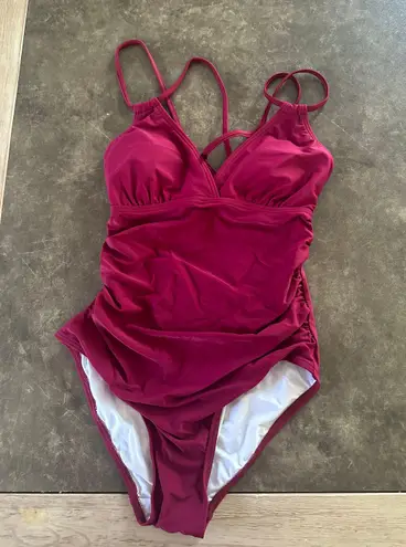 Charmo Tummy Control One Piece Swimsuits for Women Ruched Bathing Suits Strappy V Neck Size XS