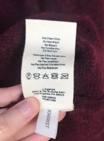 L'Agence Maroon Red Revolve Candela Lace Up Flare Sleeve Sweater