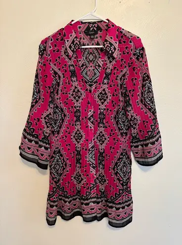 Alfani Pink and Black Geometric Tunic
