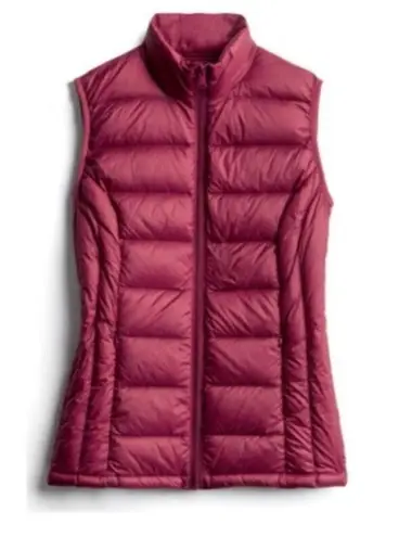 Market & Spruce NWT Womens Down Quilted Full Zip Packable Vest Burgundy Medium