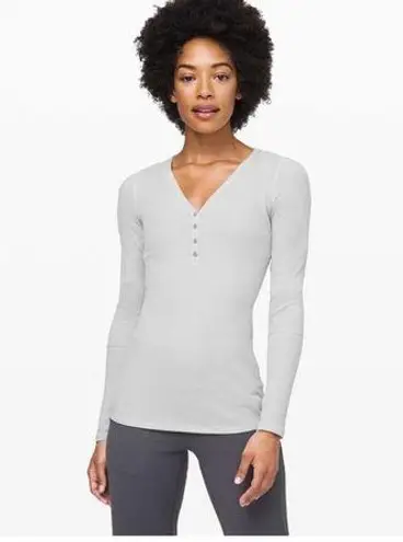 Lululemon  Close Call Henley Long Sleeve Heathered Core Ultra Light Grey