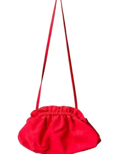 Vintage red crossbody Riva Ultra suede . Faux croc interior .