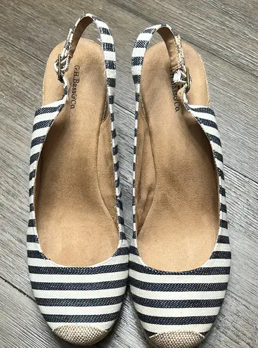 G.H. Bass Women's Emilie Navy/White Stripe Espadrilles Rope Wedge closed toe 11 Black