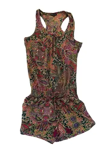 Karma Highway Pink & Green Paisley Floral Racerback Romper Size undefined