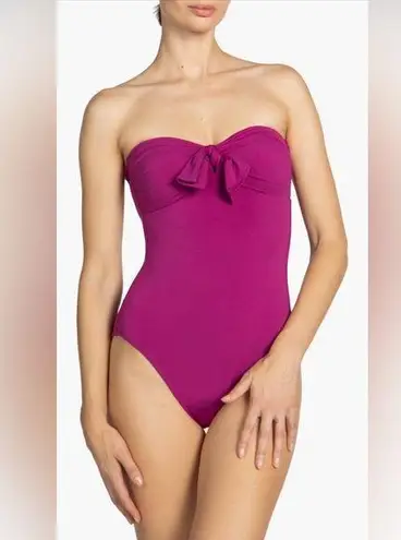 Robin Piccone Ava Strapless Bandeau One-Piece Swimsuit, Size 12, $178