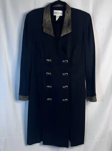 Danny & Nicole Black Green Animal Print Contrast Novelty Button Blazer Dress 10P