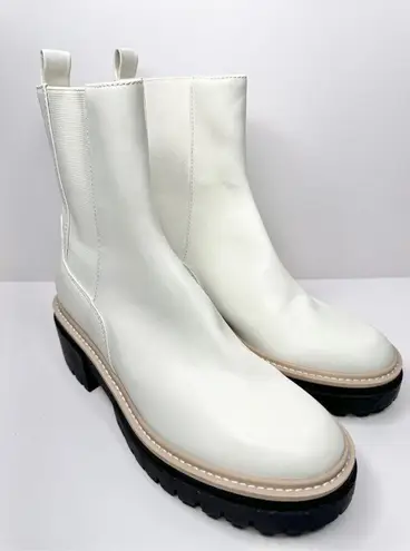 Open Edit Chelsea Boots Womens Size 9 Ivory Lug Sole Pull On Ankle Booties New White