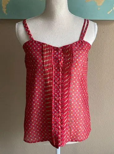 Red patterned sheer cami blouse top small spaghetti straps