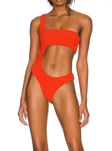 We Wore What NWT One Shoulder Cutout One Piece in Spicy Orange Large