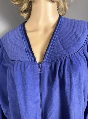 New Barbizon Nightgown Size XL Velour Blue Zipper Long Sleeve Maxi MuuMuu
