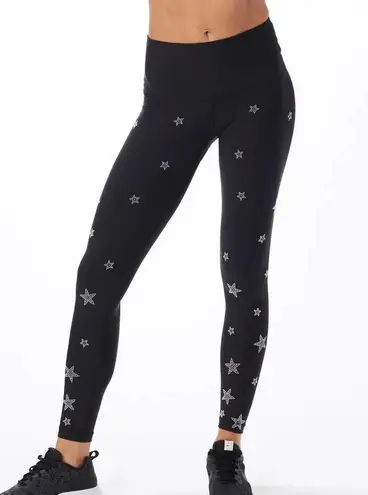 SoulCycle  Black Silver Studded Star High Rise Workout Athletic Leggings M