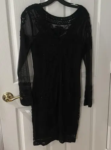 Lotus Threads Elegant Black Lace Dress with beading New York size 6