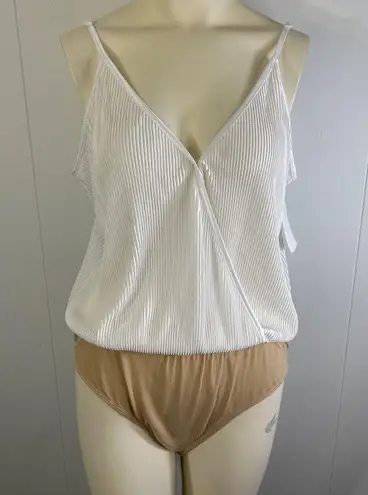 WAYF faux wrap, white spaghetti, strap tank, bodysuit size XL. NWT