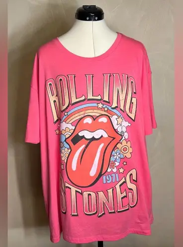The Rolling Stones UK Tour 1971 Music Pink Casual Graphic T-Shirt,Womens|Sz:XXL