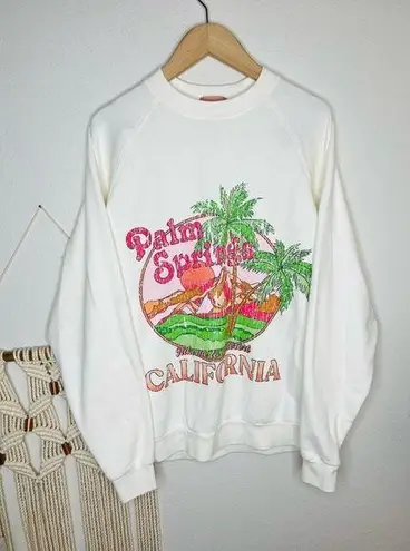 Show Me Your Mumu  crewneck Sweatshirt Palm Springs Graphic white pink tropical