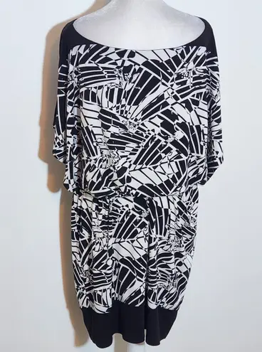 Sangria Black and White Print Dress NWT Size 14 Blouson Dress
