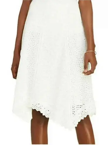 RALPH LAUREN White Eyelet Asymmetrical Hem Handkerchief Hem Size 4Petite Preppy