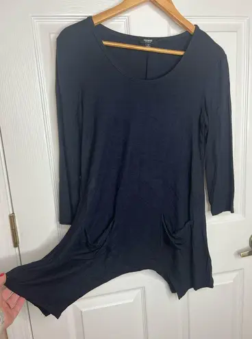 Premise Studio Women's Navy Blue Tunic Top Blouse with Pockets Size Small