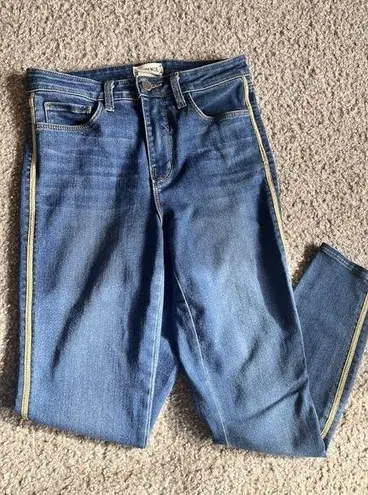 L'Agence High Rise Skinny Jeans Margot Neptune Gold Trim Size 27 Boho Minimal