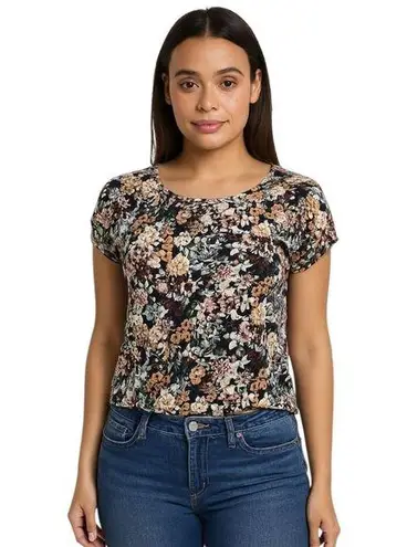 VERO MODA Black Floral Easy Short Sleeve Blouse – Size XS