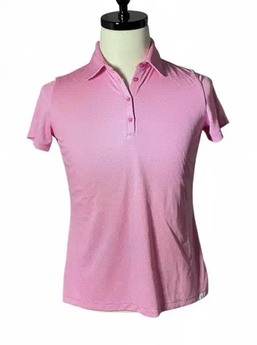 Lady Hagen Pink Geometric Print Short Sleeve Golf Polo Shirt Women's Medium