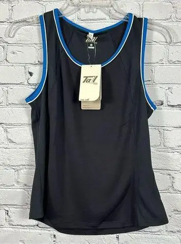 Tail Tech Waffle Tank Top Black Teal & White Edges Performance Fabric M NWT Size M