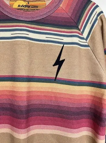 Aviator Nation TULUM BOLT STITCH SWEATSHIRT LIGHT KHAKI WOMEN’S SIZE SMALL