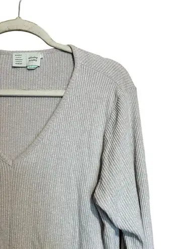 Saturday Sunday Anthropologie Top Womens Large Beige Ribbed Knot Front Blouse