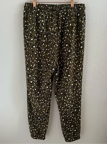 MELLODAY Leopard Green Black Cream Jogger Pants Elastic Waist XL
