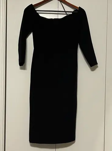 Tuckernuck NWT Black Off the Shoulder Alva Midi Sheath Dress Size 4 Formal Chic