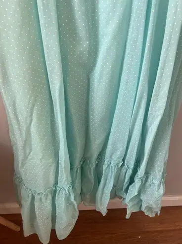 Vintage 1970 Robins Egg Blue Floral Crochet Prarie Boho Dress Size M