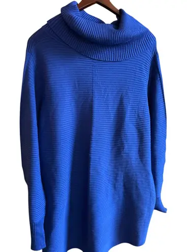 Royal Blue Ribbed Cowl Neck Tunic Sweater Women's Plus Size 2X