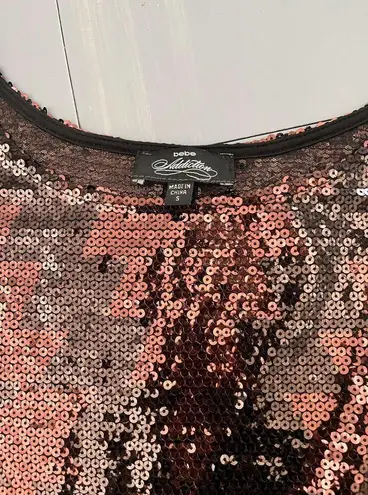 Bebe  Addiction Brown Sequin Crop Top Womens size Small
