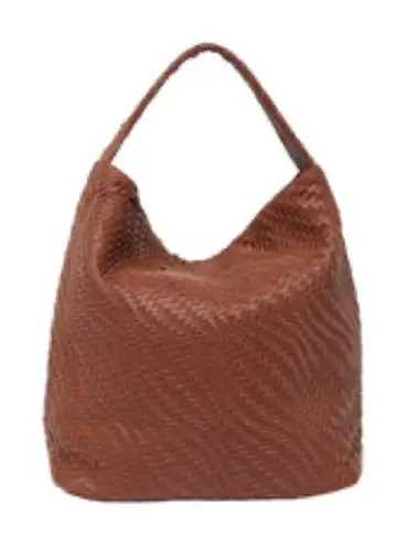 Deux Lux NWT Brown Bond Hobo Bag in Honey Woven Faux Leather Shoulder Purse