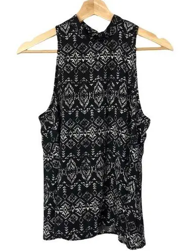 Acemi Boutique Black & White Geometric Printed High Neck Tank Top S
