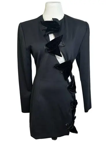 Mother of All Deville Cut Out Velvet Bow Blazer Power Suit Dress Black Medium