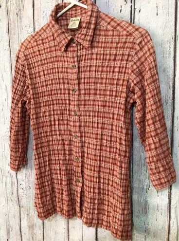 Cabela's Cabela’s Button Front 3/4 Sleeve Top Size Small Red Orange 🌺