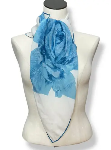 Vintage Scarf Square Roses Floral Retro Feminine Delicate Romantic 31" x 30" White